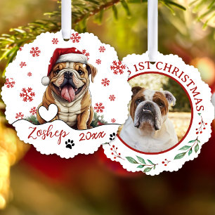 Christmas American Bulldog Personalised Tree Decoration Card