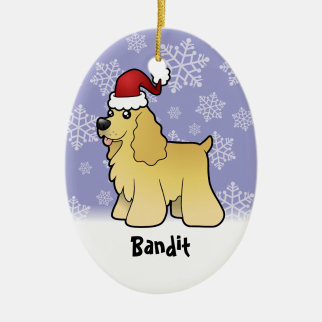 Christmas American Cocker Spaniel (add pets name) Ceramic Tree Decoration (Front)
