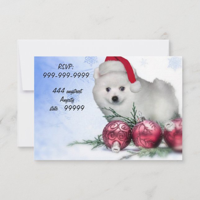 Christmas American Eskimo puppy Invitation (Back)