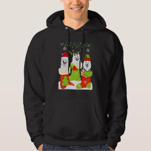 Christmas American Eskimo Sock Xmas Reindeer Santa Hoodie