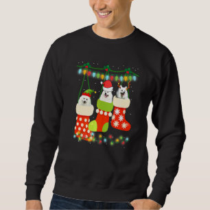 Christmas American Eskimo Sock Xmas Reindeer Santa Sweatshirt