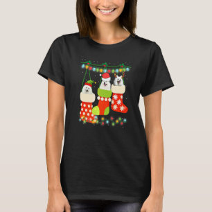 Christmas American Eskimo Sock Xmas Reindeer Santa T-Shirt