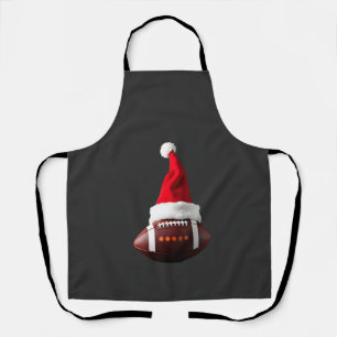 Christmas American Football Ball Santa Hat (1) Apron