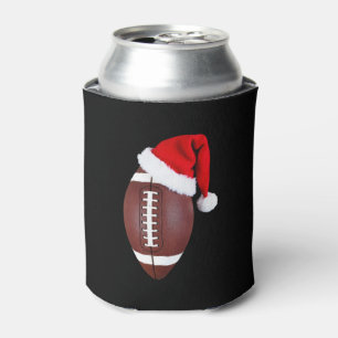Christmas American Football Ball Santa Hat (1) Can Cooler