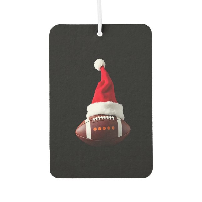 Christmas American Football Ball Santa Hat (1) Car Air Freshener (Front)