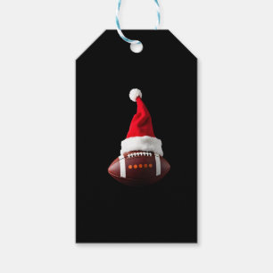 Christmas American Football Ball Santa Hat (1) Gift Tags