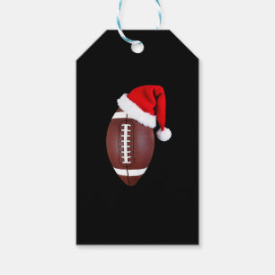 Christmas American Football Ball Santa Hat (1) Gift Tags