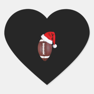 Christmas American Football Ball Santa Hat (1) Heart Sticker