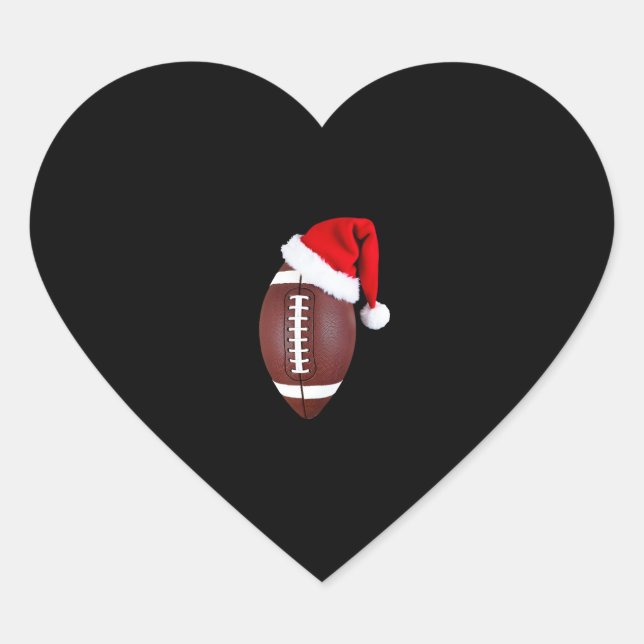 Christmas American Football Ball Santa Hat (1) Heart Sticker (Front)