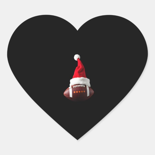 Christmas American Football Ball Santa Hat (1) Heart Sticker (Front)
