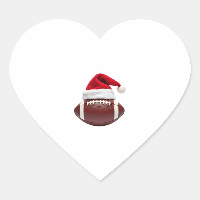 Christmas American Football Ball Santa Hat (1) Heart Sticker (Front)