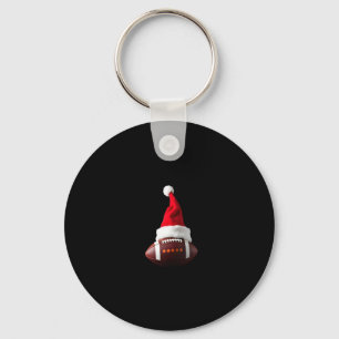 Christmas American Football Ball Santa Hat (1) Key Ring