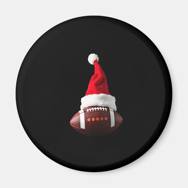 Christmas American Football Ball Santa Hat (1) Magnet (Front)