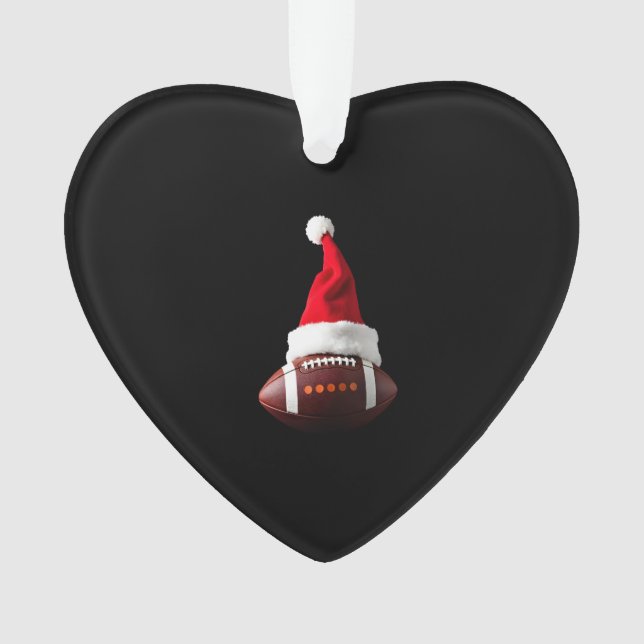 Christmas American Football Ball Santa Hat (1) Ornament (Front)