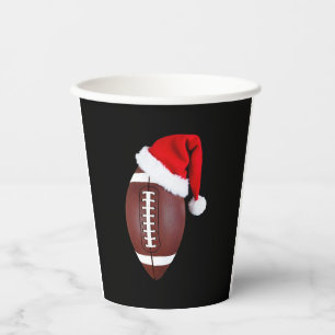 Christmas American Football Ball Santa Hat (1) Paper Cups