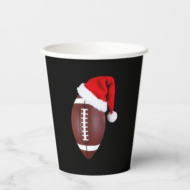 Christmas American Football Ball Santa Hat (1) Paper Cups (Front)