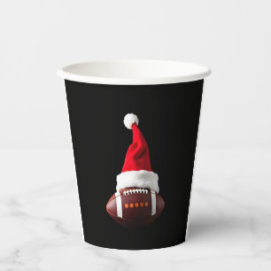 Christmas American Football Ball Santa Hat (1) Paper Cups