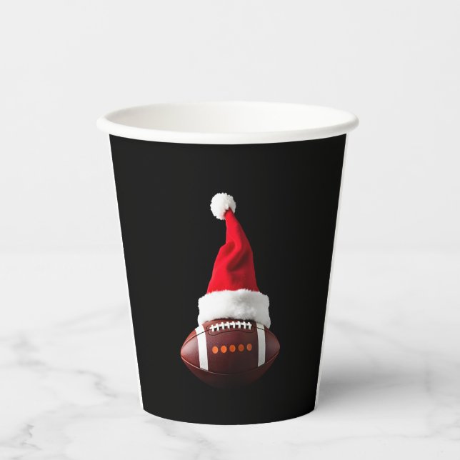 Christmas American Football Ball Santa Hat (1) Paper Cups (Front)