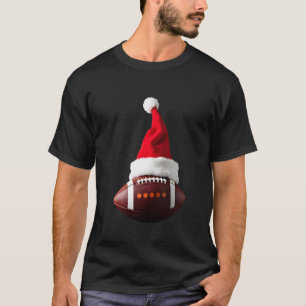 Christmas American Football Ball Santa Hat (1) T-Shirt