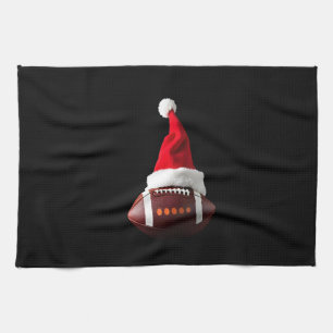 Christmas American Football Ball Santa Hat (1) Tea Towel