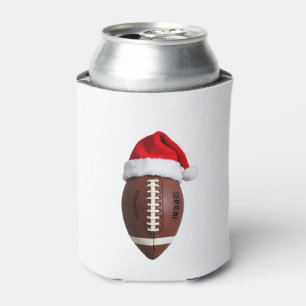 Christmas American Football Ball Santa Hat (2) Can Cooler