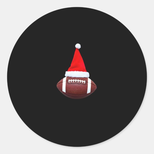 Christmas American Football Ball Santa Hat (2) Classic Round Sticker (Front)