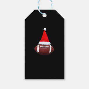 Christmas American Football Ball Santa Hat (2) Gift Tags