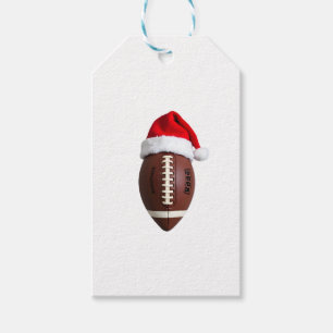 Christmas American Football Ball Santa Hat (2) Gift Tags