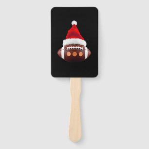 Christmas American Football Ball Santa Hat (2) Hand Fan
