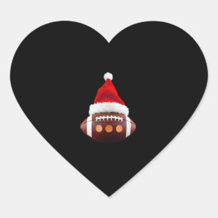Christmas American Football Ball Santa Hat (2) Heart Sticker