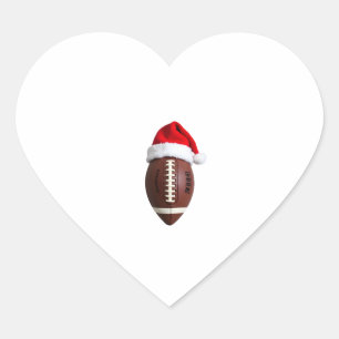 Christmas American Football Ball Santa Hat (2) Heart Sticker