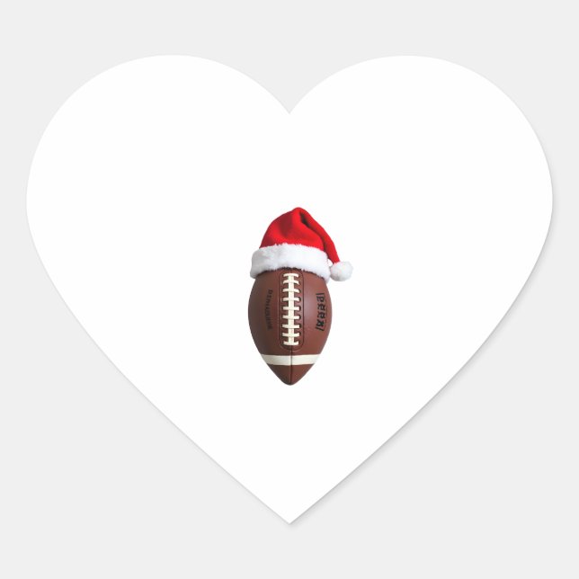 Christmas American Football Ball Santa Hat (2) Heart Sticker (Front)