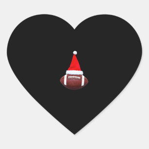 Christmas American Football Ball Santa Hat (2) Heart Sticker