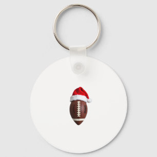 Christmas American Football Ball Santa Hat (2) Key Ring