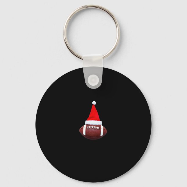 Christmas American Football Ball Santa Hat (2) Key Ring (Front)