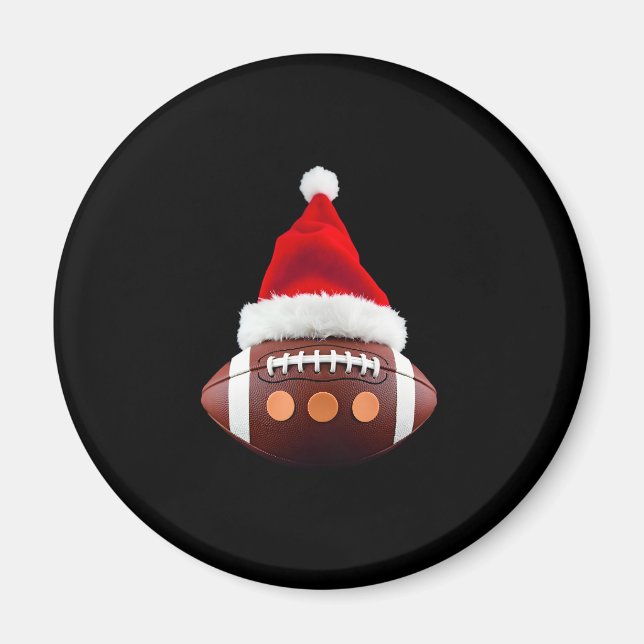 Christmas American Football Ball Santa Hat (2) Magnet (Front)