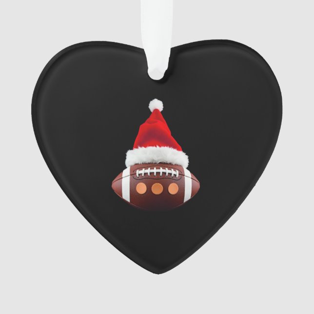 Christmas American Football Ball Santa Hat (2) Ornament (Front)