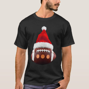 Christmas American Football Ball Santa Hat (2) T-Shirt