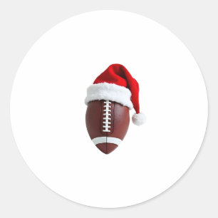 Christmas American Football Ball Santa Hat (3) Classic Round Sticker