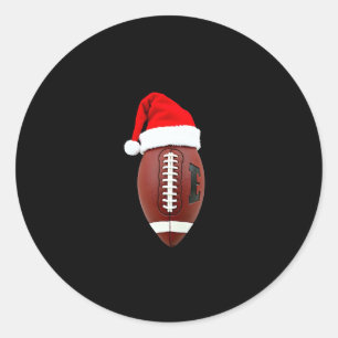 Christmas American Football Ball Santa Hat (3) Classic Round Sticker