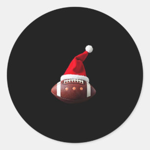 Christmas American Football Ball Santa Hat (3) Classic Round Sticker