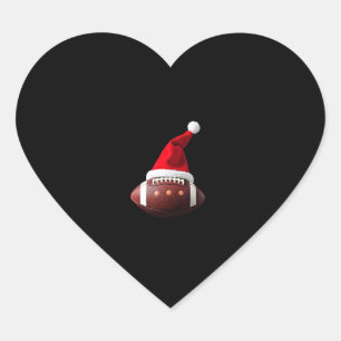 Christmas American Football Ball Santa Hat (3) Heart Sticker