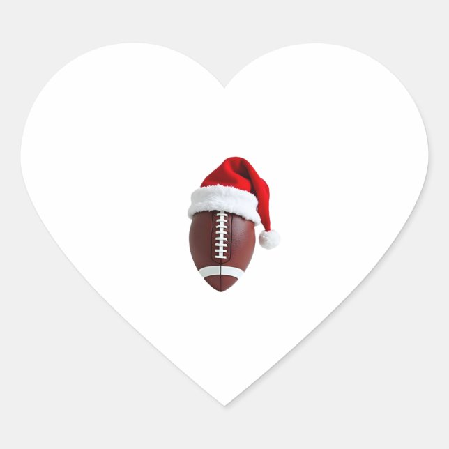 Christmas American Football Ball Santa Hat (3) Heart Sticker (Front)