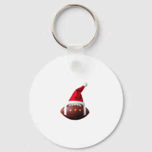 Christmas American Football Ball Santa Hat (3) Key Ring