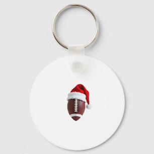 Christmas American Football Ball Santa Hat (3) Key Ring