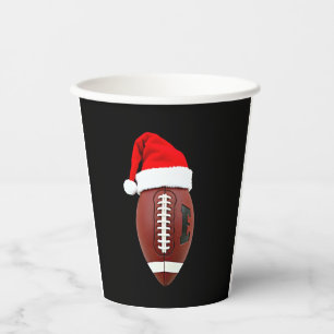 Christmas American Football Ball Santa Hat (3) Paper Cups