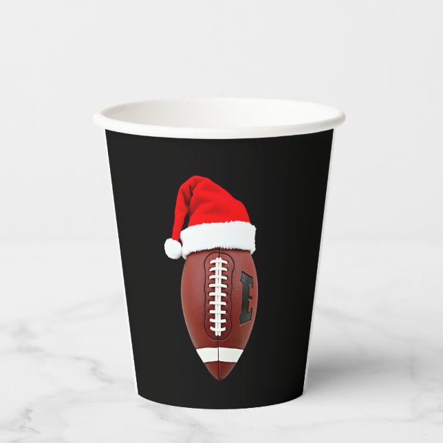 Christmas American Football Ball Santa Hat (3) Paper Cups (Front)
