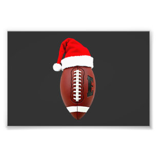 Christmas American Football Ball Santa Hat (3) Photo Print