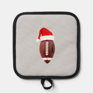Christmas American Football Ball Santa Hat (3) Pot Holder