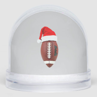 Christmas American Football Ball Santa Hat (3) Snowglobe